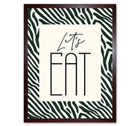 Kitchen Zebra Lets Eat Typography Art Print Framed Poster Wall Decor 12x16 inch