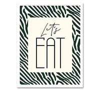 Kitchen Zebra Lets Eat Typography Art Print Framed Poster Wall Decor 12x16 inch