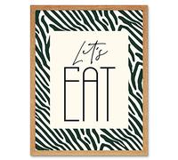 Kitchen Zebra Lets Eat Typography Art Print Framed Poster Wall Decor 12x16 inch