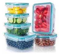 KITCHENACE,Modernise your living, Kitchen Storage & Organisation, Meal Prep Sets with Lids, BPA Free - Airtight - Leak Proof Plastic Food Prep Containers (Set of 6) Turquoise