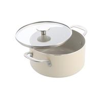 KitchenAid 20cm/3.11L Cream Aluminium Ceramic Non-Stick Saucepan with Lid PFAS Free Induction Oven Safe