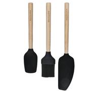 KitchenAid 3-Piece Bamboo Baking Set with Spoon Spatula, Pastry Brush and Mixer Spatula - Black - Bamboo - Baking Utenstils
