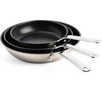 KitchenAid Stainless Steel PFAS-Free Ceramic Non-Stick 3-Piece Frying Pan Skillet Set 20 cm, 24 cm and 28 cm, Induction, Oven Safe, Silver