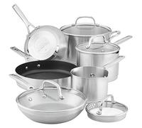 KitchenAid 3-Ply Base Stainless Steel Cookware Pots and Pans Set, 10 Piece, Brushed Stainless