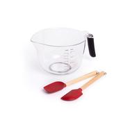 3pc Baking Set with 2x Mini Birchwood and Silicone Spatulas and 1x Non-Slip Mixing Bowl with Handle, 1.9L KitchenAid Red Large