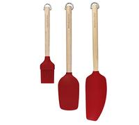 KitchenAid 3pc Birchwood Baking Set with Pastry Brush, Spoon Spatula and Mixer Spatula, Red