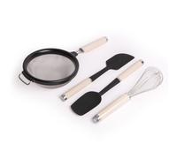 Kitchenaid 4Pc Almond Cream Cooking Utensil Set With Wire Whisk, Strainer, Spoon Spatula & Scraper Spatula