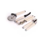 4pc Almond Cream Kitchen Utensil Set with Multi-Function Can Opener, Pizza Wheel, Garlic Press & Euro Peeler KitchenAid Cream One Size