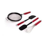 4pc Empire Red Cooking Utensil Set with Wire Whisk, 17.5cm Strainer, Spoon Spatula & Scraper Spatula KitchenAid Red One Size
