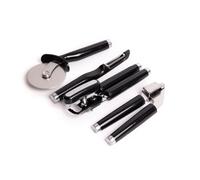 4pc Onyx Black Utensil Set with Multi-Function Can Opener, Pizza Wheel, Garlic Press and Euro Peeler KitchenAid Black One Size