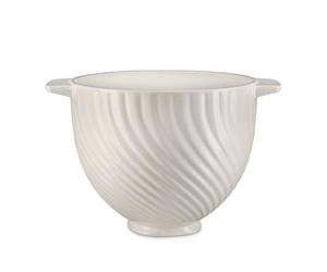 KitchenAid 5KSM2CB5MR 4.7L Ceramic Mixing Bowl - Meringue White Textured Finish, Oven, Microwave & Freezer Safe, Fits Tilt-Head Stand Mixers, Meringue White