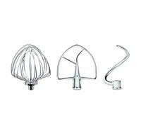 KitchenAid 5KSM7BL3PSS Stainless Steel Accessory Set (3-Piece) for Large 5.6L, 6.6L & 6.9L Bowl-Lift Stand Mixers, Includes Flat Beater, Dough Hook, and Wire Whisk, Dishwasher Safe