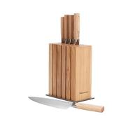 KitchenAid 6-Piece Ashwood Knife Block Set | Premium Damascus Steel Blades | Pakkawood Handles | Space-Saving Design | Includes Chef, Santoku, Slicing, Utility & Paring Knives | Kitchen Knife Set