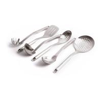KitchenAid 6pc Premium Stainless Steel Utensil Set with Slotted Spoon, Slotted Turner, Cooking Spoon, Ladle, Pasta Server & Strainer in Silver KitchenAid Silver