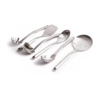 KitchenAid 6pc Premium Stainless Steel Utensil Set with Slotted Spoon, Slotted Turner, Cooking Spoon, Ladle, Pasta Server & Strainer in Silver KitchenAid Silver