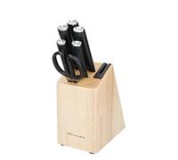 KitchenAid 6pc Rubberwood Knife Block Set, Japanese Steel Kitchen Knives