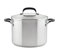 KitchenAid 71022 Stainless Steel Stockpot with Measuring Marks and Lid, 8 Quart - Brushed Stainless Steel