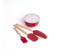 Kitchenaid 7Pc Kitchen Set With 3X Birchwood & Silicone Spatulas And 4X Nesting Meal Prep Bowls, Red Red One Size
