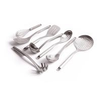 KitchenAid 8pc Stainless Steel Utensil Set with Slotted Spoon, Turner, Cooking Spoon, Ladle, Pasta Server, Strainer, Whisk & Fish Slice in Silver KitchenAid Silver