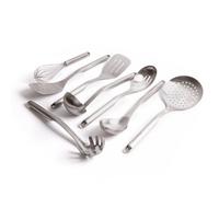 KitchenAid 8pc Stainless Steel Utensil Set with Slotted Spoon, Turner, Cooking Spoon, Ladle, Pasta Server, Strainer, Whisk & Fish Slice in Silver KitchenAid Silver