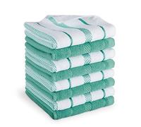 KitchenAid Albany Dishcloth 8 Pack Set, Aqua Sky/White, 12"x12", ST015267TDKA 015