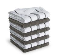 KitchenAid Albany Dishcloth 8 Pack Set, Charcoal Grey/White, 12"x12"