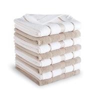 KitchenAid Albany Dishcloth 8 Pack Set, Cotton Blend, Milkshake/White, 12"x12"