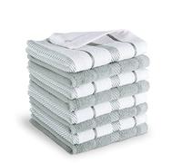 KitchenAid Albany Dishcloth 8 Pack Set, Matte Grey/White, 12"x12"