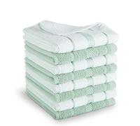 KitchenAid Albany Dishcloth 8 Pack Set, Pistachio/White, 12"x12"