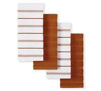 KitchenAid Albany Kitchen Towel 4-Pack Set,Cotton, Honey Orange/White, 16"x26"