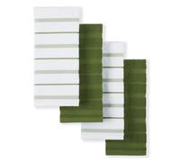 KitchenAid Albany Kitchen Towel 4-Pack Set,Cotton, Matcha Green/White, 16"x26"