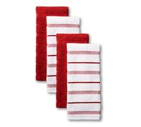KitchenAid Albany Kitchen Towel Set 4-Pack 16"x26", Passion Red/White
