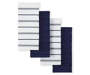 KitchenAid Albany Kitchen Towel Set, 16"x26", Cobalt Blue/White, 4 Piece