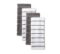 KitchenAid Albany Kitchen Towel Set 4-Pack 16"x26", Charcoal Grey/White