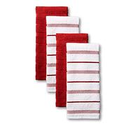 KitchenAid Albany Kitchen Towel Set 4-Pack 16"x26", Passion Red/White
