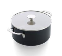 KitchenAid Aluminium Ceramic Non-Stick Casserole Dish with Glass Lid, 24 cm/4.91 L, PFAS-Free, Induction Safe, Stainless Steel Handle, Oven Safe, Dishwasher Safe, Black