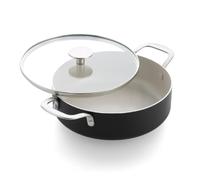 KitchenAid Aluminium Ceramic Non-Stick Sauté Pan with Glass Lid and Auxiliary Handle, 24 cm / 3.1 L, PFAS-Free, Induction Safe, Stainless Steel Handle, Oven Safe, Dishwasher Safe, Black