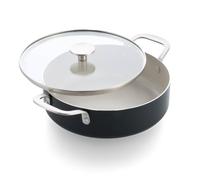 KitchenAid Aluminium Ceramic Non-Stick Sauté Pan with Glass Lid and Auxiliary Handle, 28 cm / 4.28 L, PFAS-Free, Induction Safe, Stainless Steel Handle, Oven Safe, Dishwasher Safe, Black