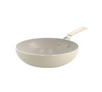 KitchenAid Aluminium Ceramic Non-Stick Wok Pan, 28 cm/3.69 L, PFAS-Free, Induction Safe, Stainless Steel Handle, Oven-Safe, Dishwasher Safe, Cream White
