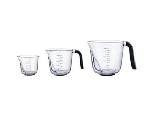 KitchenAid Angled Universal Measuring Jugs, Set of 3 Plastic Kitchen Jugs for Cooking and Baking, Black, 250ml, 500ml and 1000ml Measures