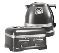 KitchenAid Artisan Medallion Silver 4 Slot Toaster and Kettle Set
