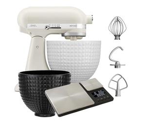 KitchenAid Artisan Mixer 156 Monochrome White with Ceramic Bowl & FREE Gifts