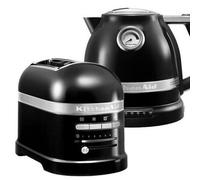 KitchenAid Artisan Onyx Black 2 Slot Toaster and Kettle Set