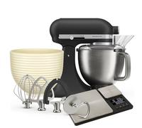 KitchenAid Artisan Plus 4.7L Stand Mixer, Tilt-Head Food Mixer with Stainless Steel Bowl, 10 Speed Settings, Dough Hook, Flat Beater & Wire Whisk Included, Cast Iron Black