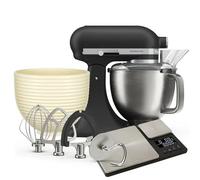KitchenAid Artisan Plus 4.7L Stand Mixer, Tilt-Head Food Mixer with Stainless Steel Bowl, 10 Speed Settings, Dough Hook, Flat Beater & Wire Whisk Included, Cast Iron Black