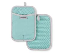KitchenAid Asteroid Pot Holder 2-Pack Set, 7"x10", Aqua Sky 2 Count