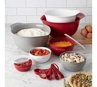 KitchenAid Baking Measure Mixing Bowl with Lid Spoons Set 12 Pieces - Red