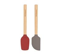KitchenAid Bamboo Wood Handled Mini Spatula Set with Silicone Head, Set of 2, Empire Red/Gray