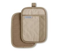 KitchenAid Beacon Two-Tone Non-Slip Pot Holder Set, Milkshake/Beige, 7"x10", 2 Piece