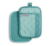 KitchenAid Beacon Two-Tone Pot Holder 2-Pack Set, 7"x10", Aqua Sky